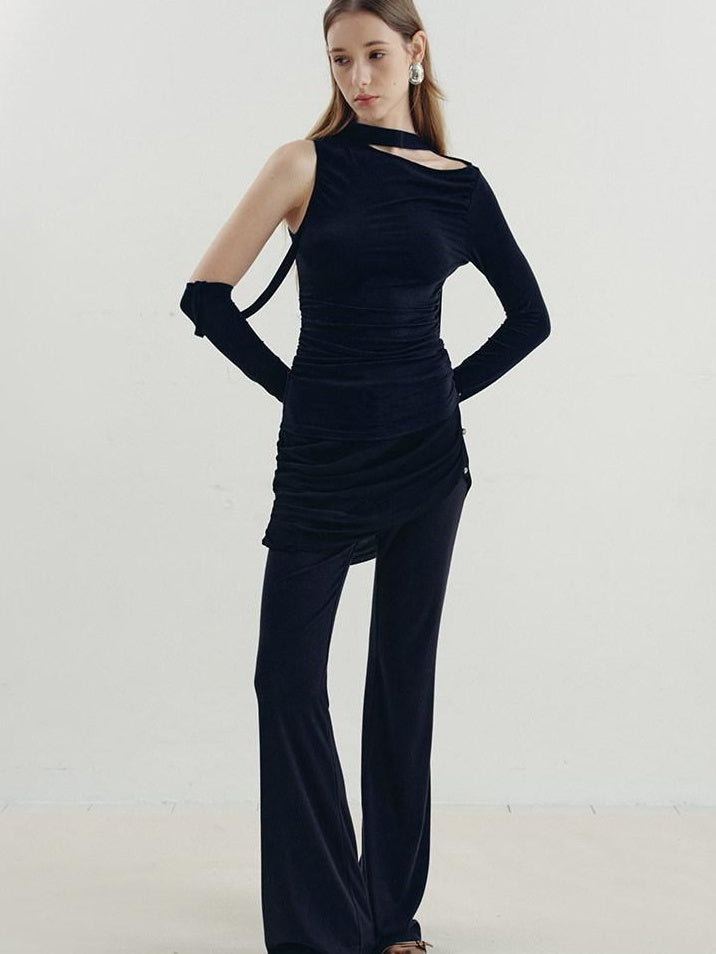 someonesometimes Viscose Cotton Blend Cutout Slim Fit Casual Women Asymmetric Neck Knit Sweaters