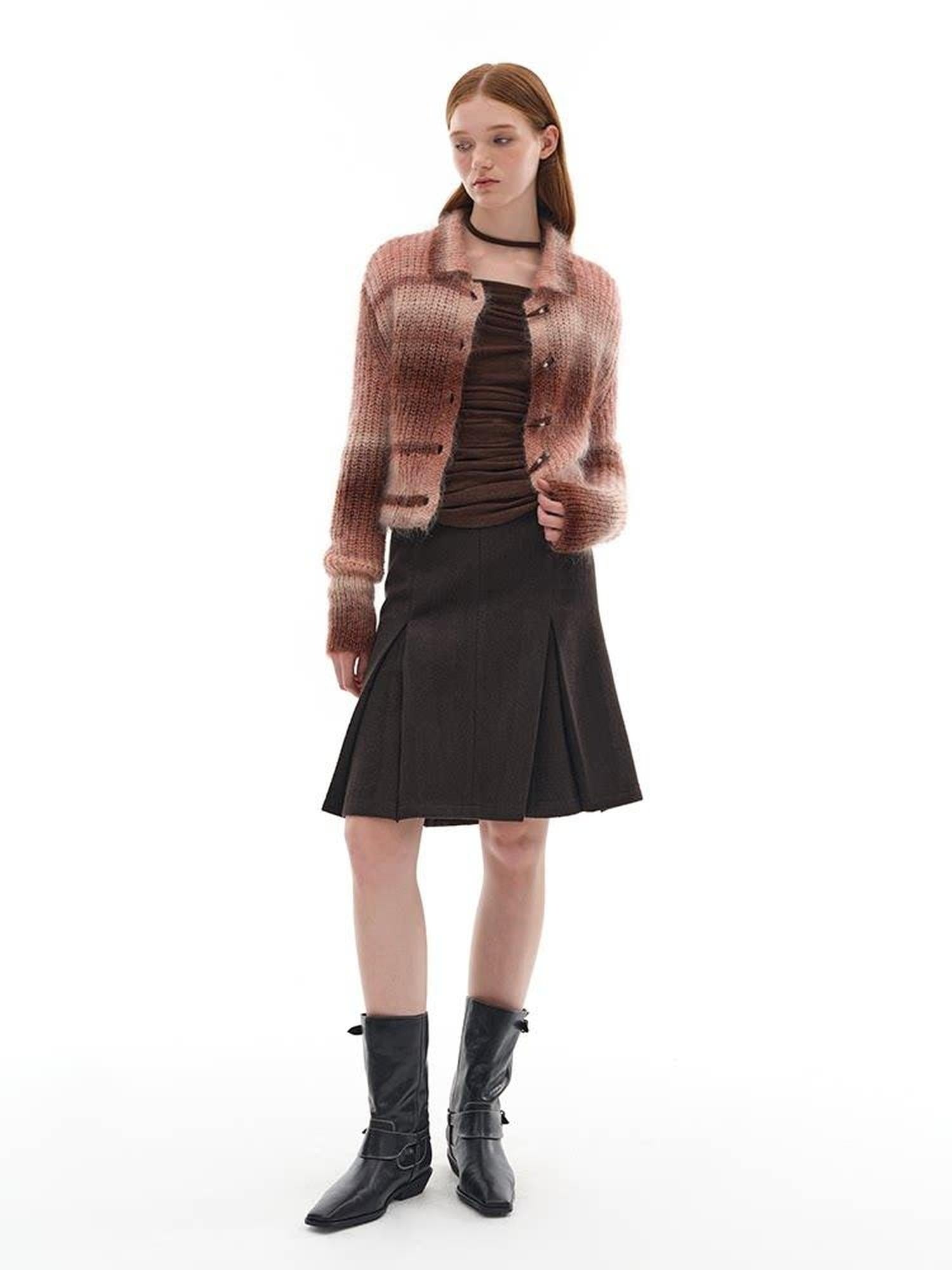 someonesometimes Viscose Wool Blend Slim Fit A Line Mid Waist Lined Women Tan Midi Skirts