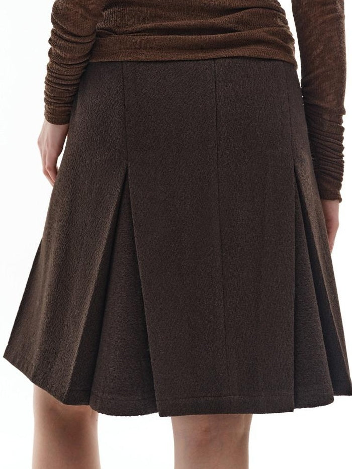 someonesometimes Viscose Wool Blend Slim Fit A Line Mid Waist Lined Women Tan Midi Skirts