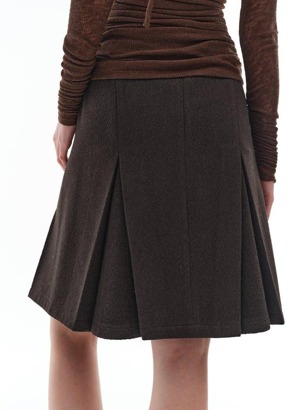 someonesometimes Viscose Wool Blend Slim Fit A Line Mid Waist Lined Women Tan Midi Skirts