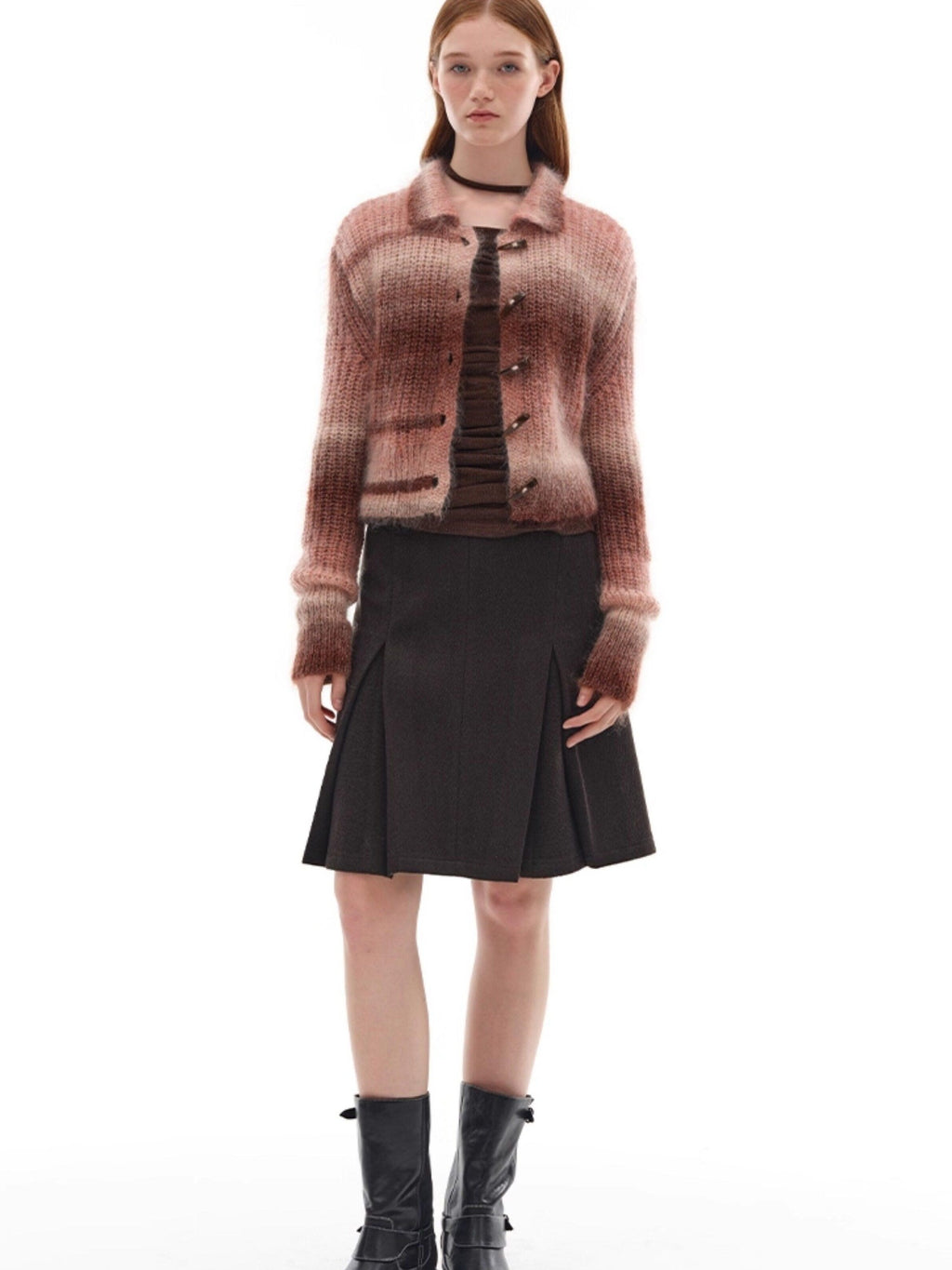 someonesometimes Viscose Wool Blend Slim Fit A Line Mid Waist Lined Women Tan Midi Skirts