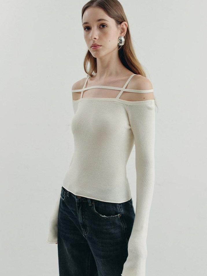 someonesometimes Warming Viscose Knit Boat Neck Straight Fit Solid Long Sleeve T-Shirts