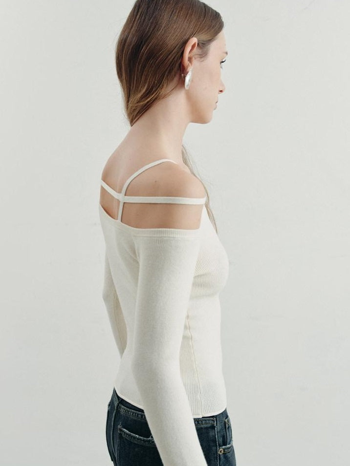 someonesometimes Warming Viscose Knit Boat Neck Straight Fit Solid Long Sleeve T-Shirts