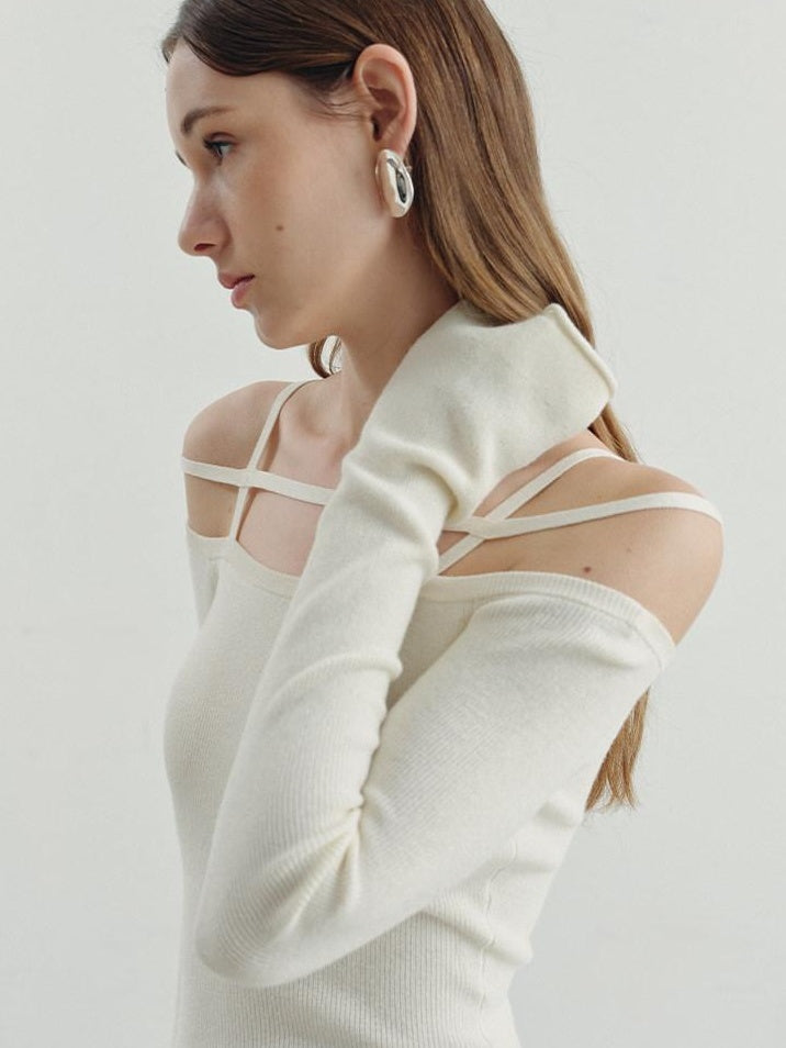 someonesometimes Warming Viscose Knit Boat Neck Straight Fit Solid Long Sleeve T-Shirts