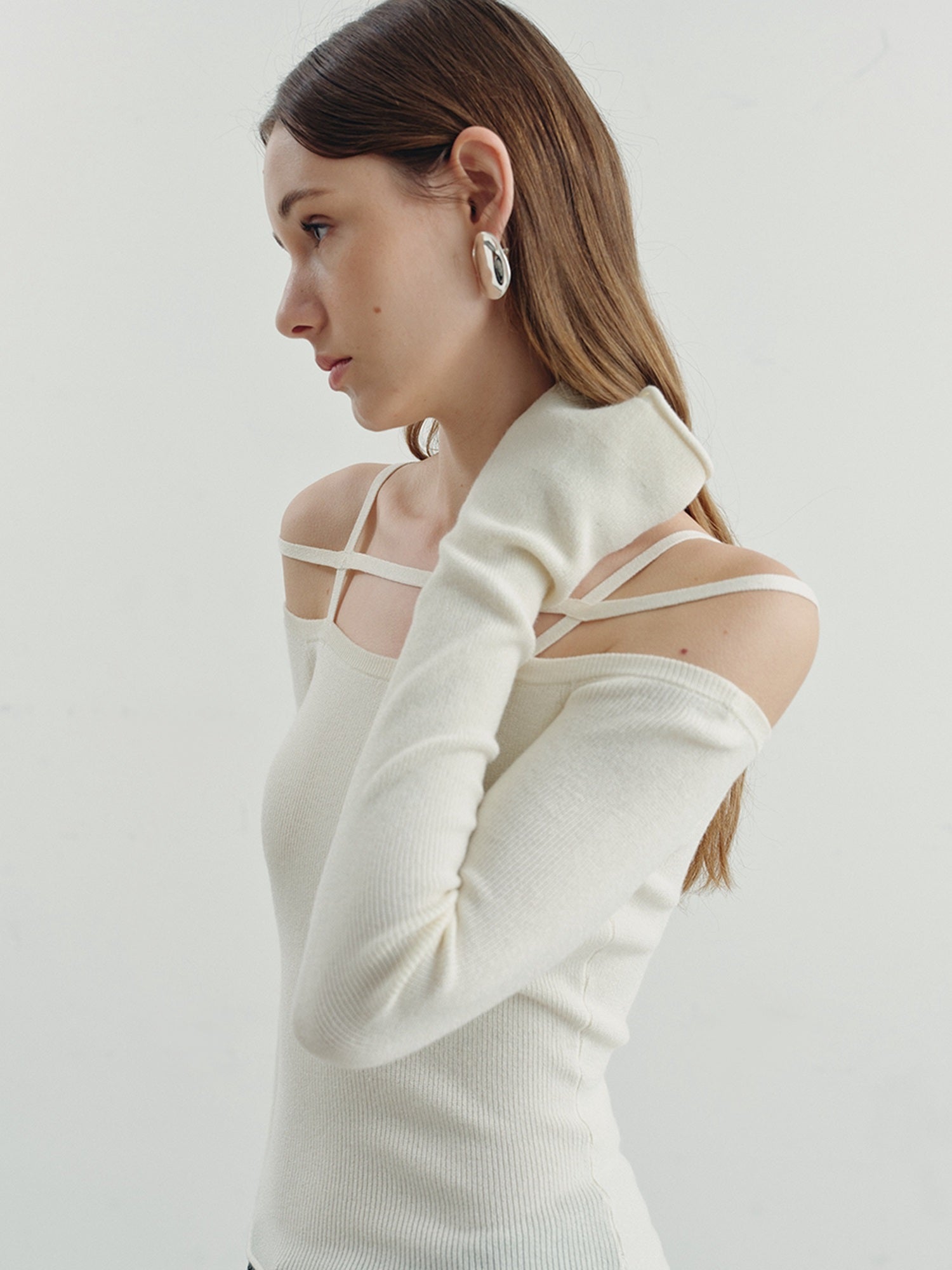 someonesometimes Warming Viscose Knit Boat Neck Straight Fit Solid Long Sleeve T-Shirts