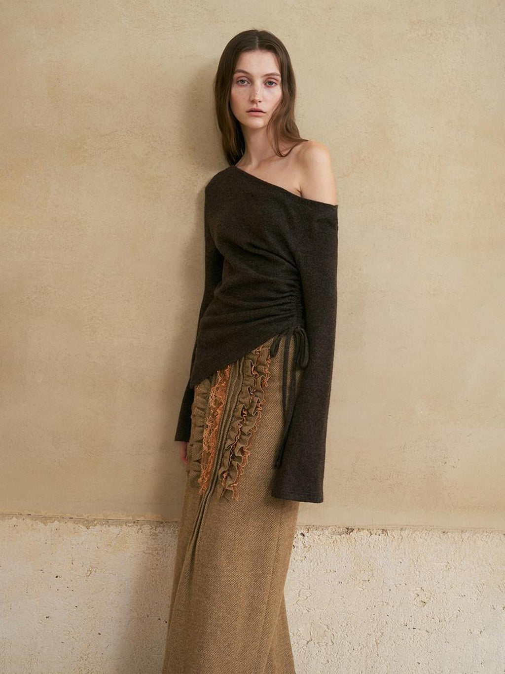someonesometimes Wool Blend Lined Vintage Straight Mid Hidden Zip Casual Women Maxi Skirts