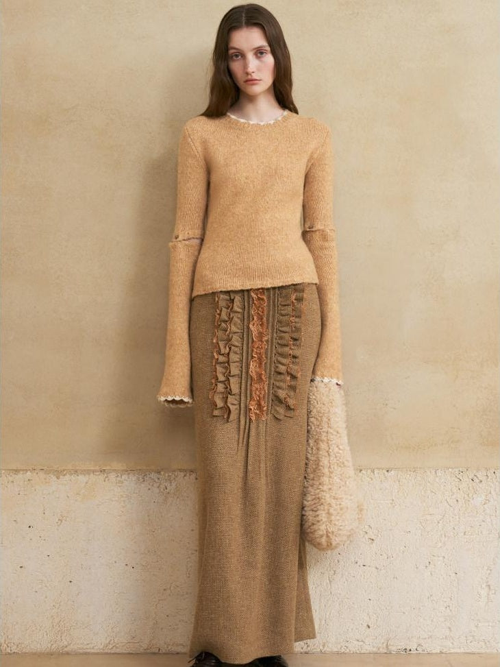 someonesometimes Wool Blend Lined Vintage Straight Mid Hidden Zip Casual Women Maxi Skirts