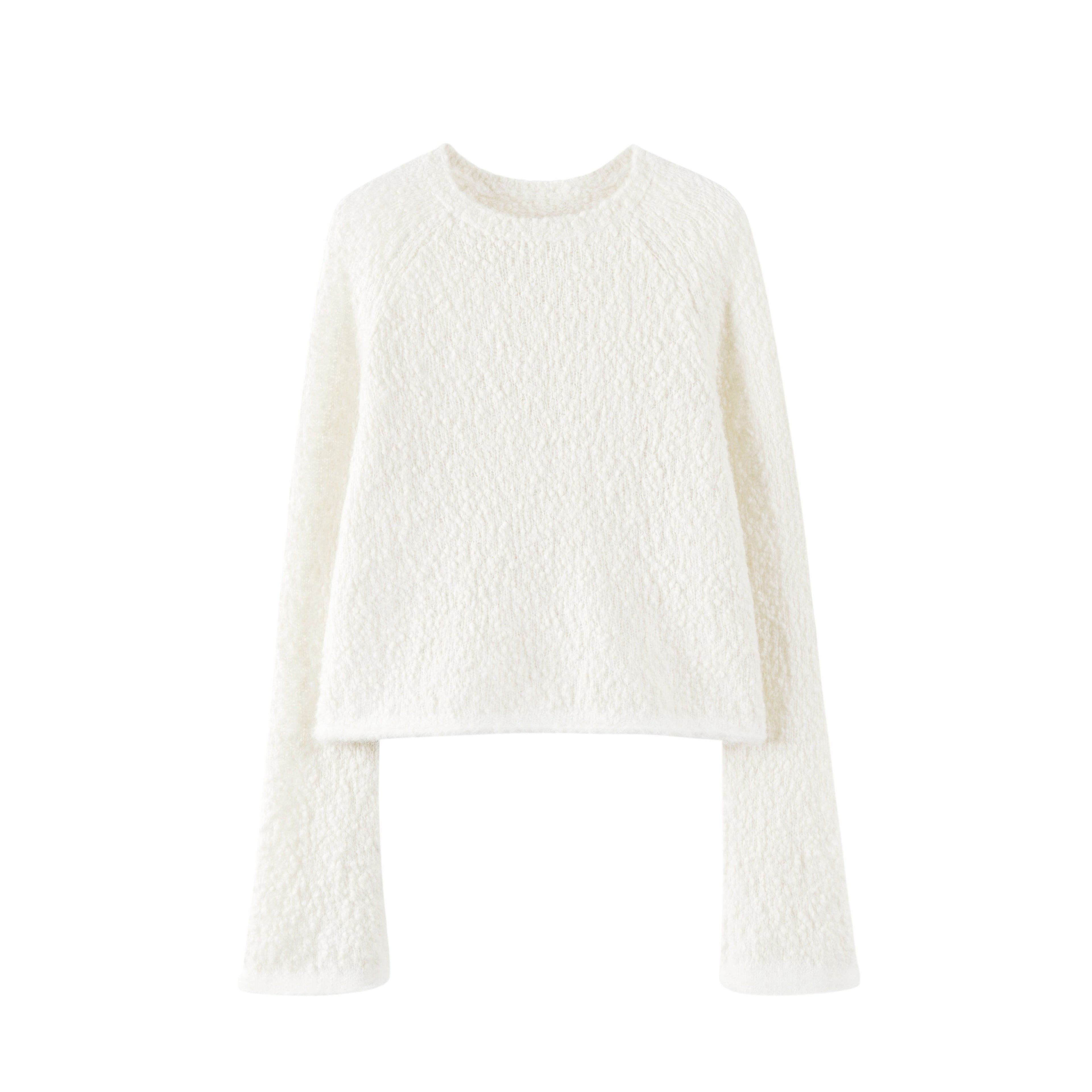 someonesometimes_Wool_Blend_Pearl_White_Bell_Sleeve_Commuter_Women_Crewneck_Pullover_Sweaters_MISSTT
