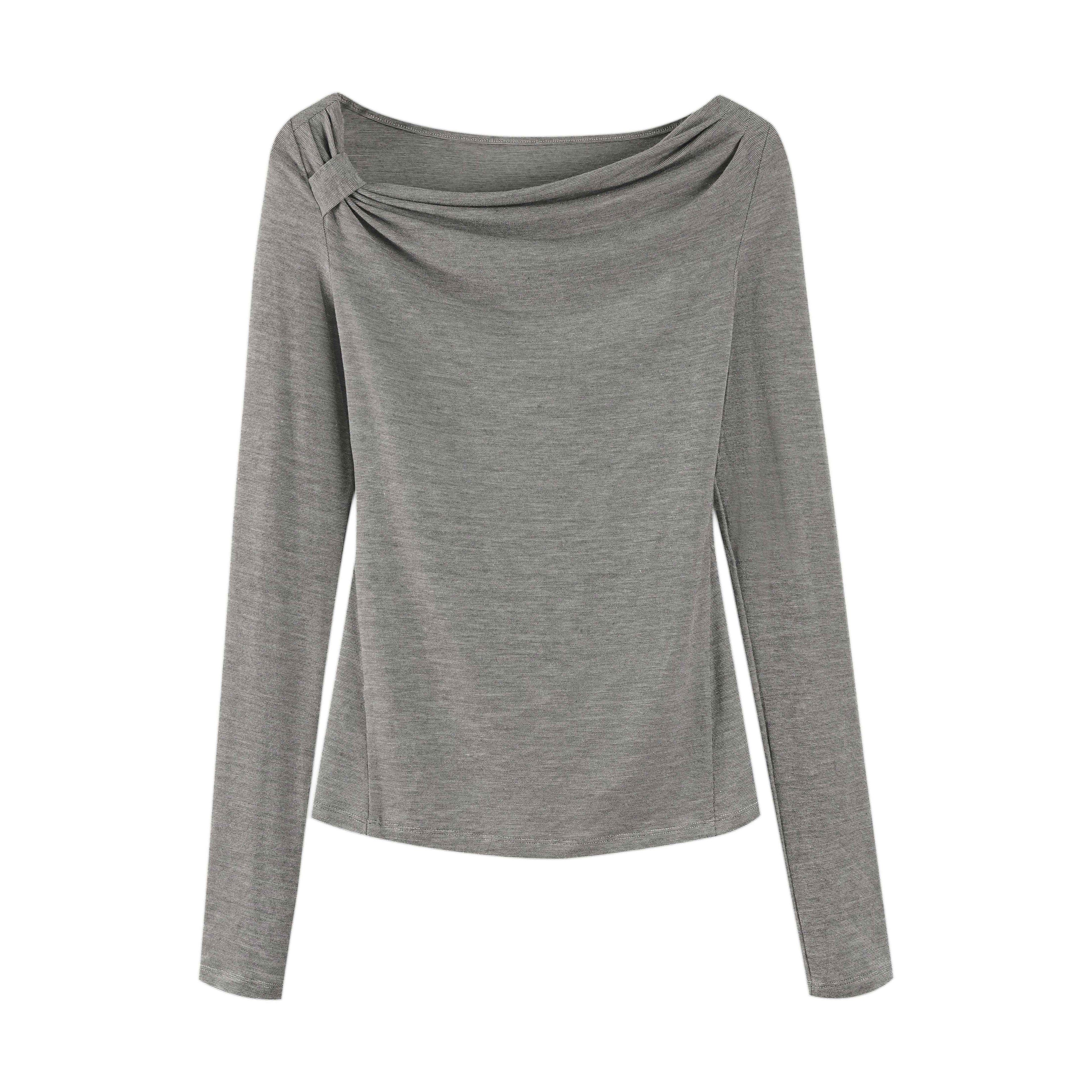 someonesometimes_Wool_Blend_Pleated_Slim_Fit_Casual_Round_Neck_Marl_Gray_Knitwear_Tops_Sweaters_MISSTT