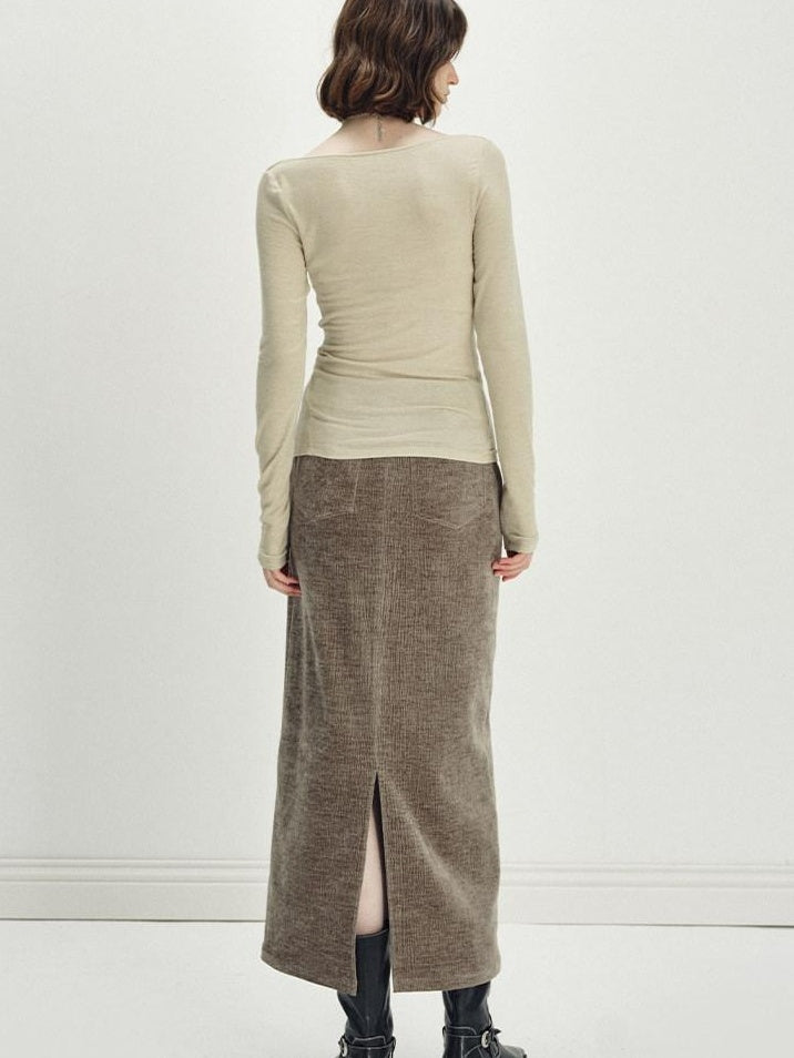 someonesometimes Wool Blend Pleated Slim Fit Casual Round Neck Marl Gray Knitwear Tops Sweaters