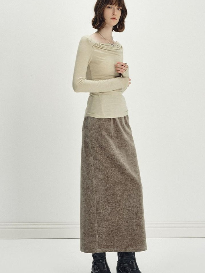someonesometimes Wool Blend Pleated Slim Fit Casual Round Neck Marl Gray Knitwear Tops Sweaters