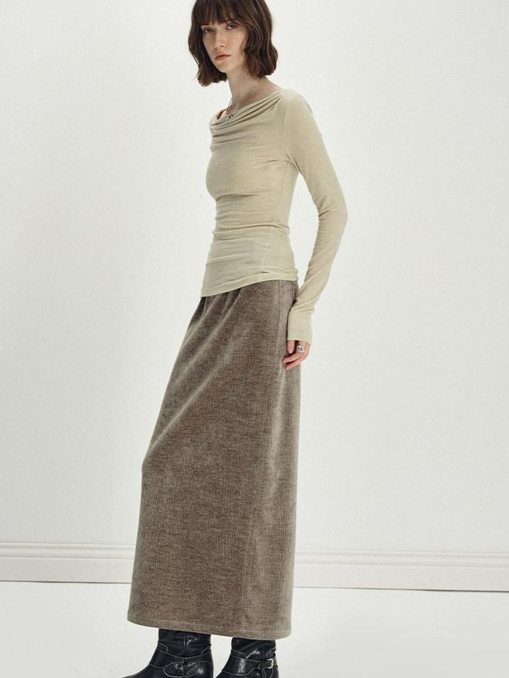 someonesometimes Wool Blend Pleated Slim Fit Casual Round Neck Marl Gray Knitwear Tops Sweaters