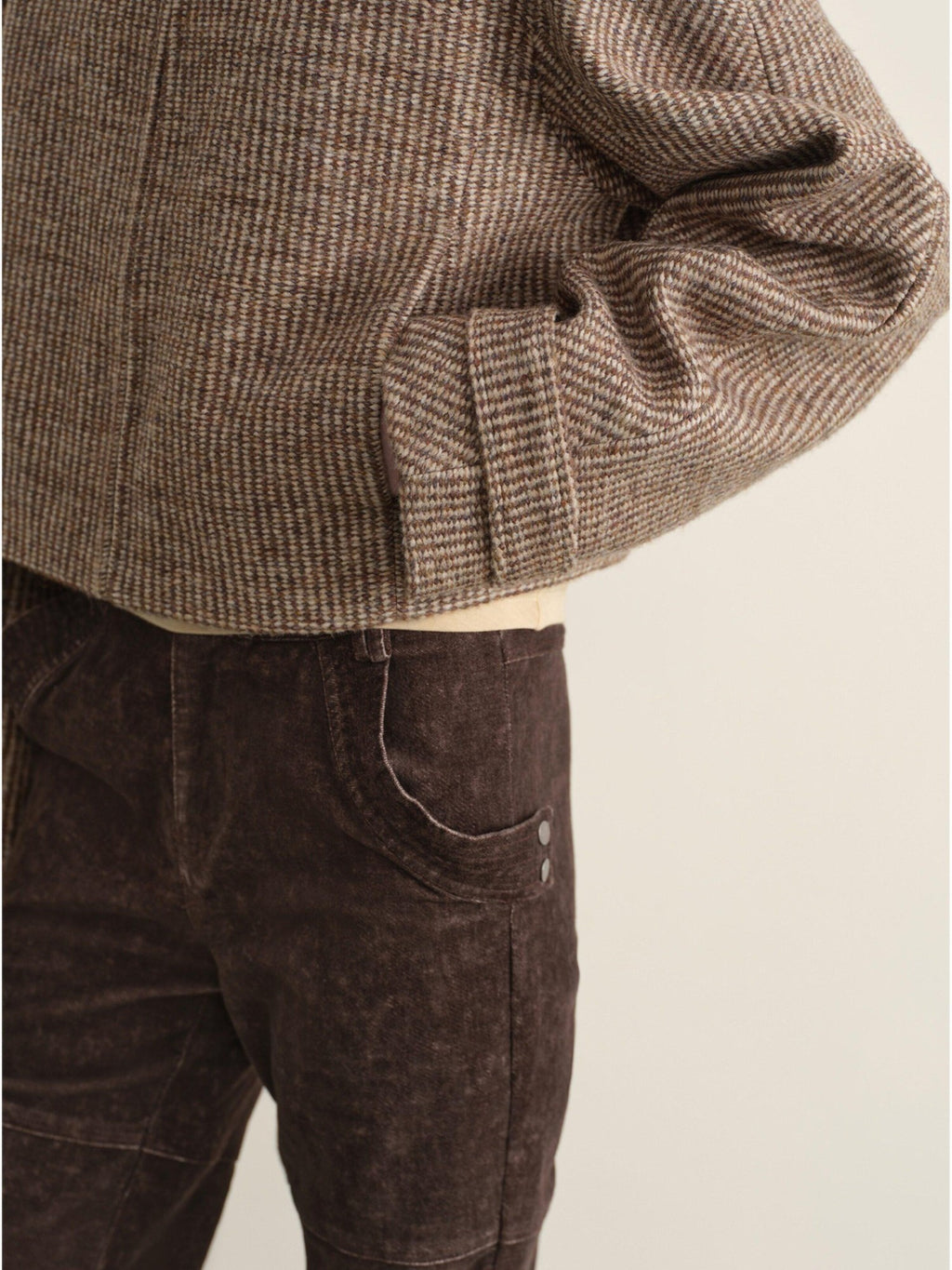 someonesometimes Wool Blend Retro Loose Zip Lapel Long Sleeve Women Multicolor Cropped Jackets