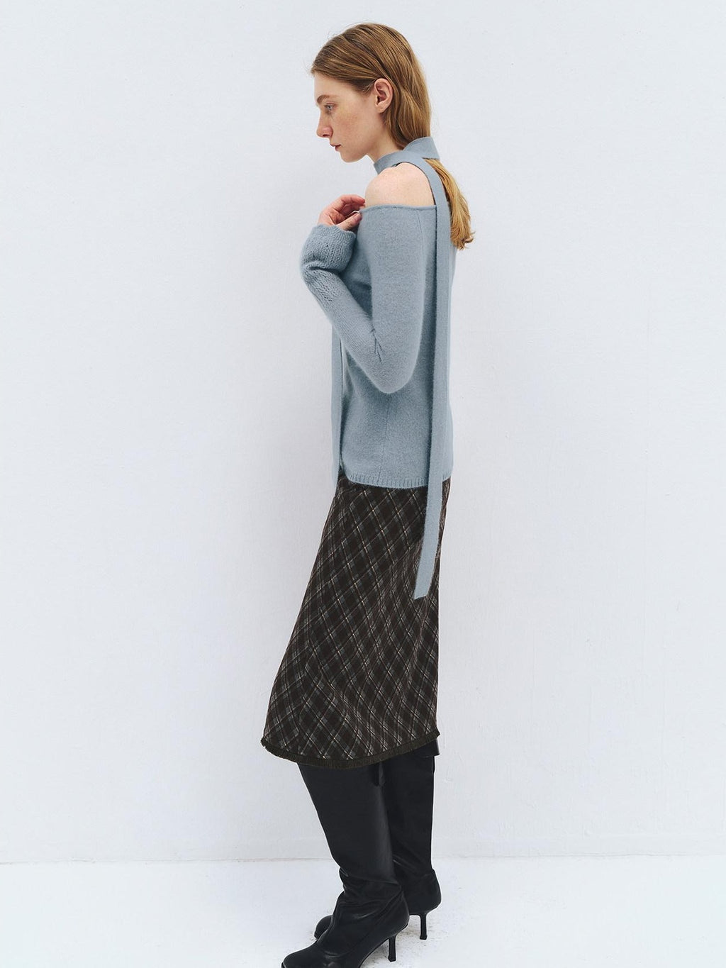 someonesometimes Wool Blend Slim Fit Asymmetrical Neck One Shoulder Casual Women Knit Sweaters