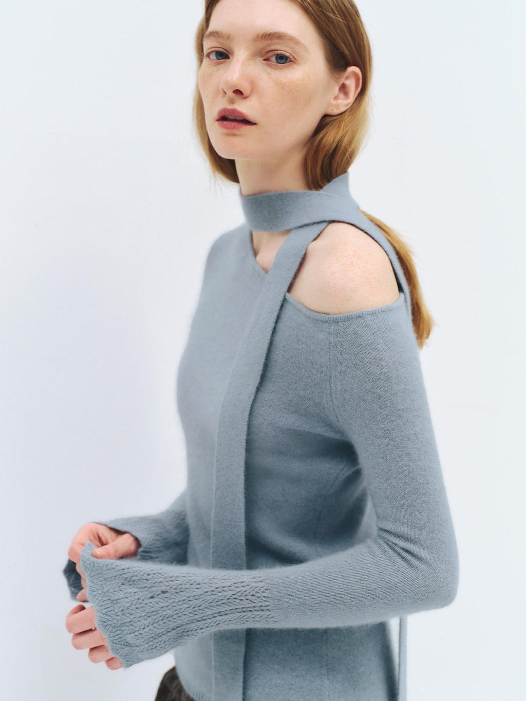 someonesometimes Wool Blend Slim Fit Asymmetrical Neck One Shoulder Casual Women Knit Sweaters