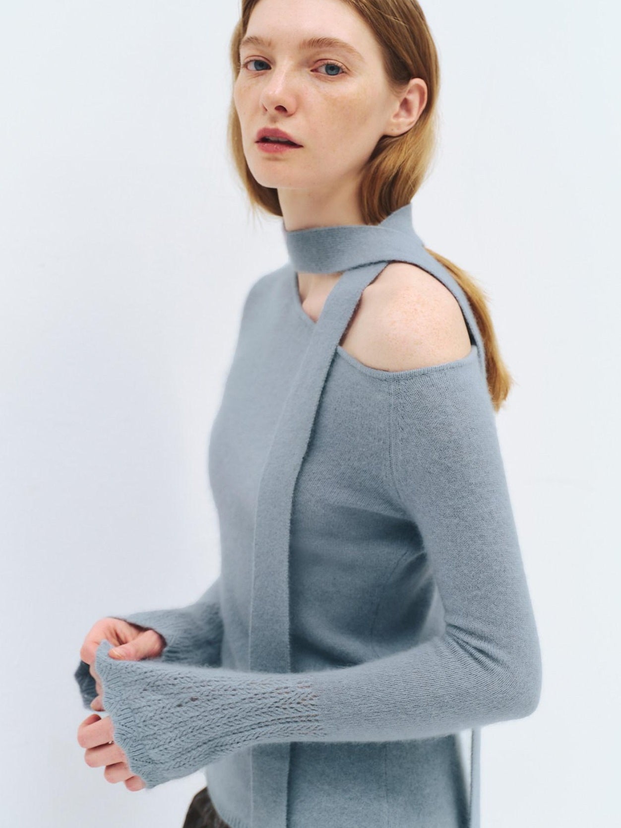 someonesometimes Wool Blend Slim Fit Asymmetrical Neck One Shoulder Casual Women Knit Sweaters