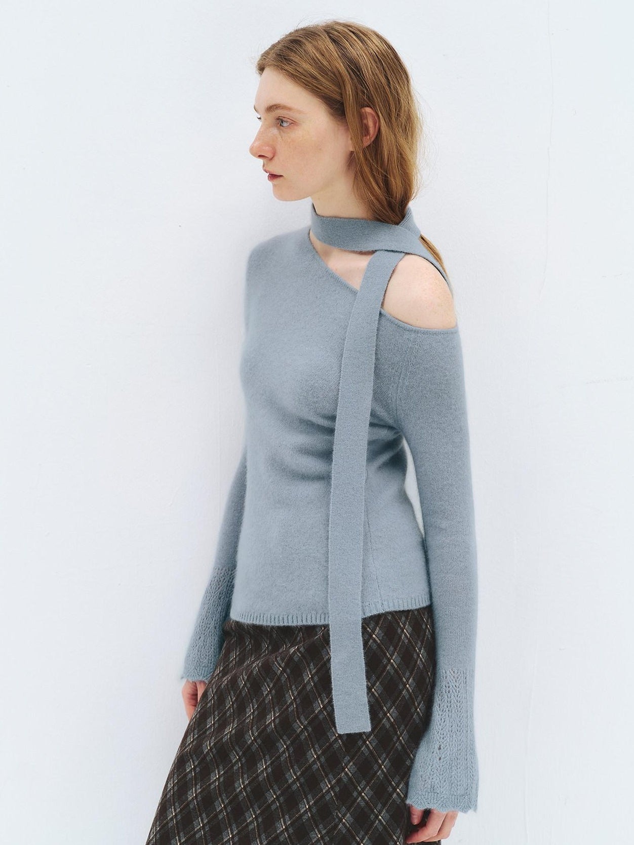someonesometimes Wool Blend Slim Fit Asymmetrical Neck One Shoulder Casual Women Knit Sweaters