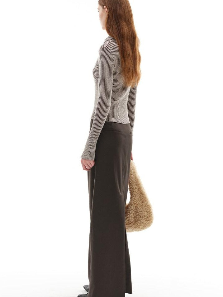 someonesometimes Wool Blend Slim Fit Zip Front Collared Office Knitwear Women Cardigans