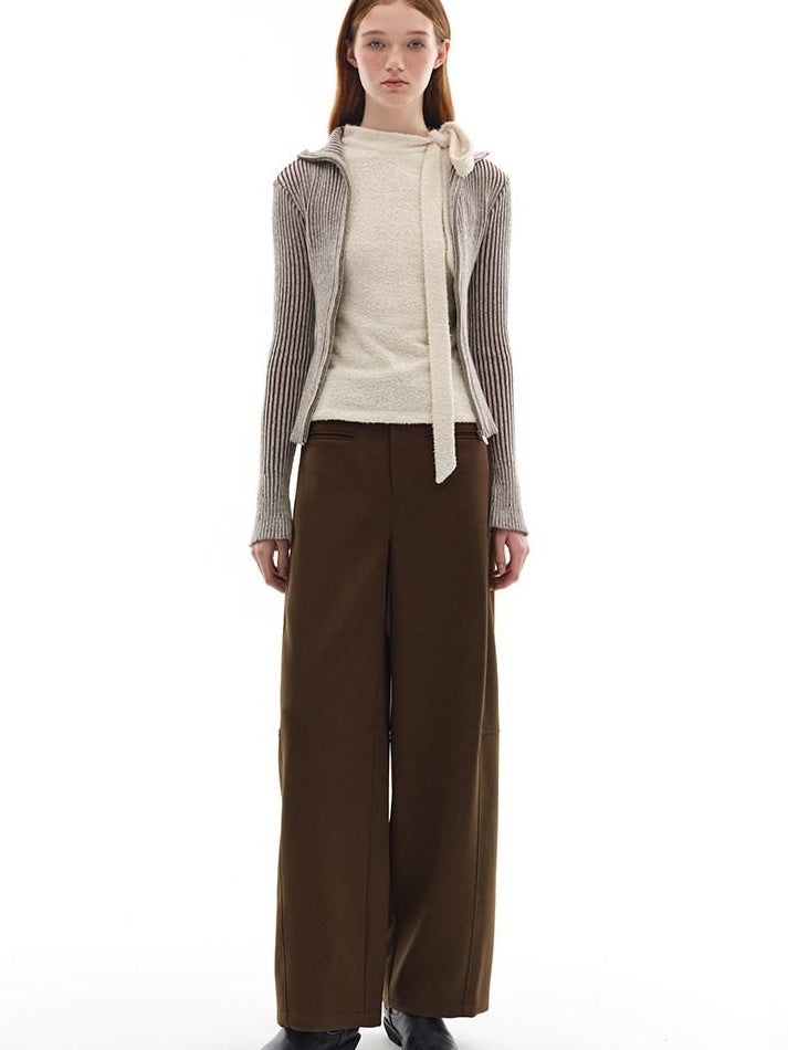 someonesometimes Wool Blend Slim Fit Zip Front Collared Office Knitwear Women Cardigans