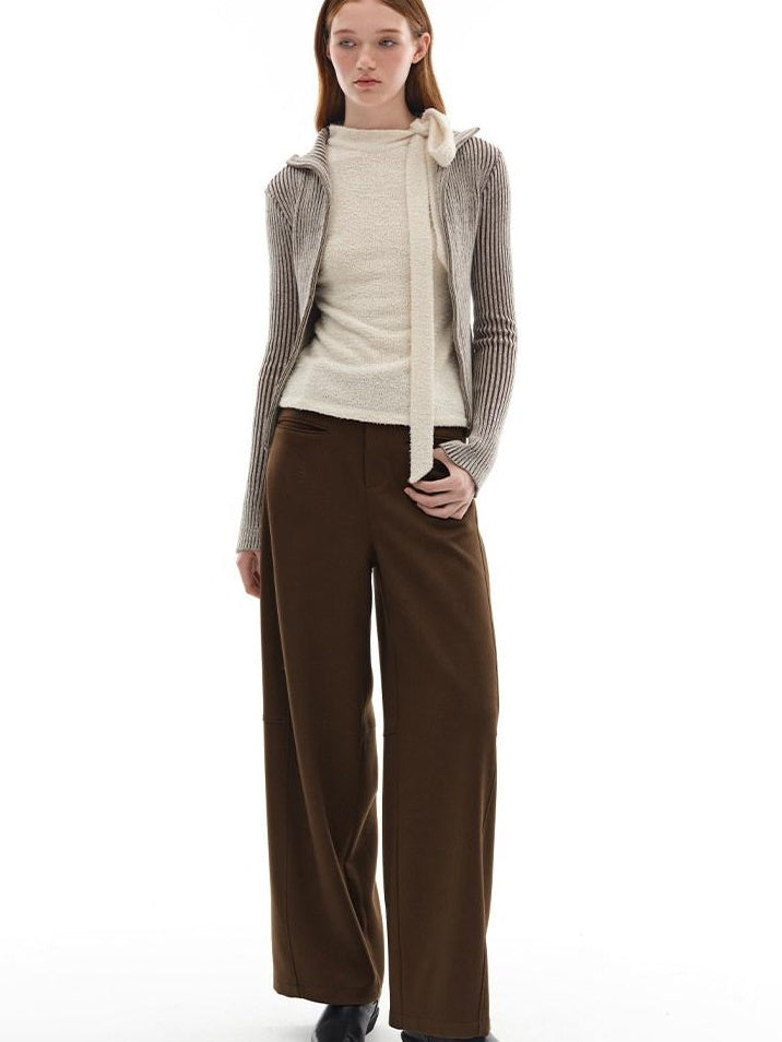 someonesometimes Wool Blend Slim Fit Zip Front Collared Office Knitwear Women Cardigans