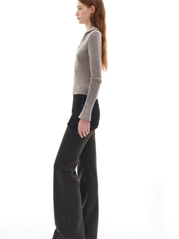 someonesometimes Wool Blend Slim Fit Zip Front Collared Office Knitwear Women Cardigans