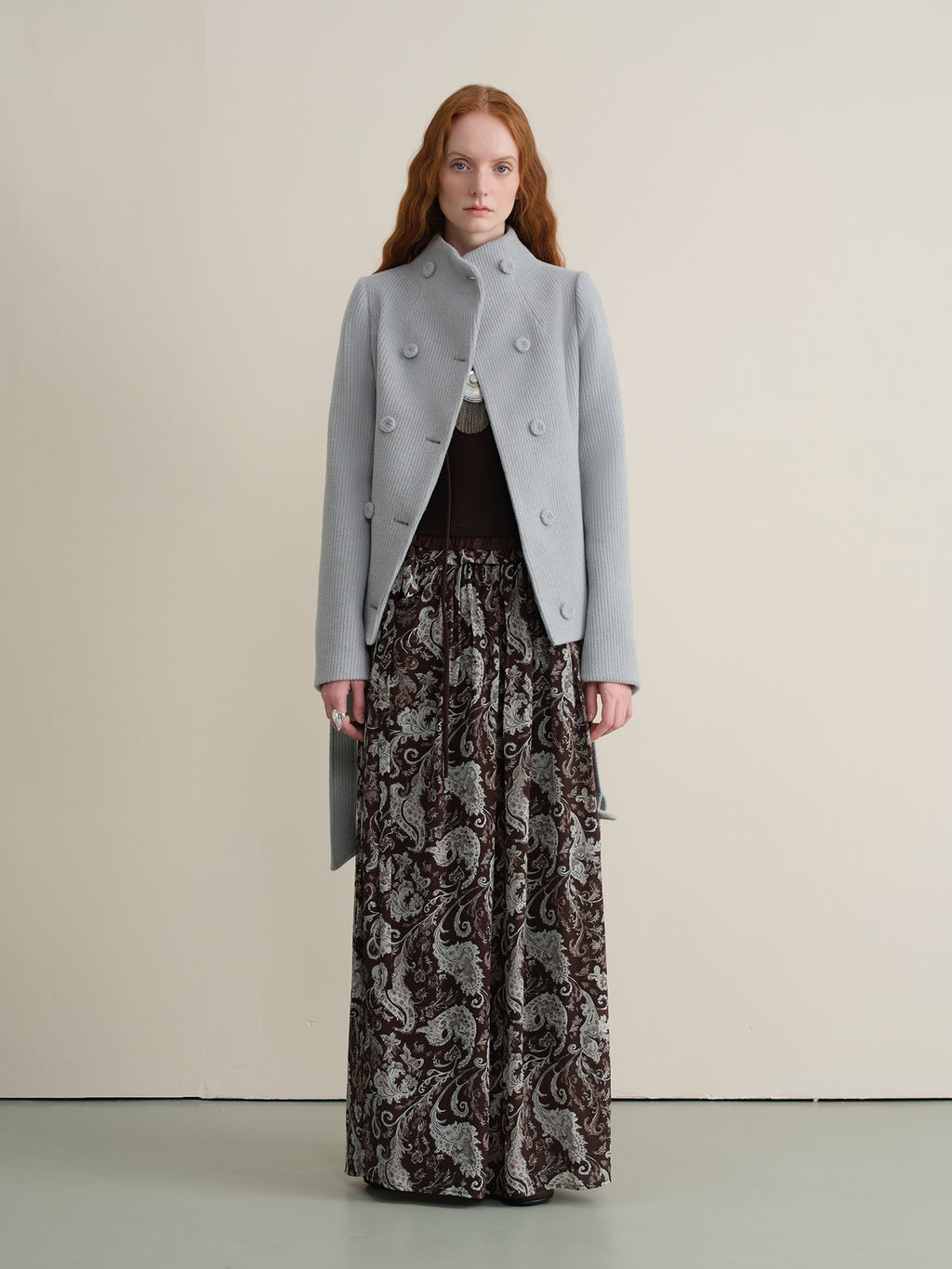 someonesometimes Wool Blend Vintage Slim Fit Double Breasted Sky Blue Wool Coats