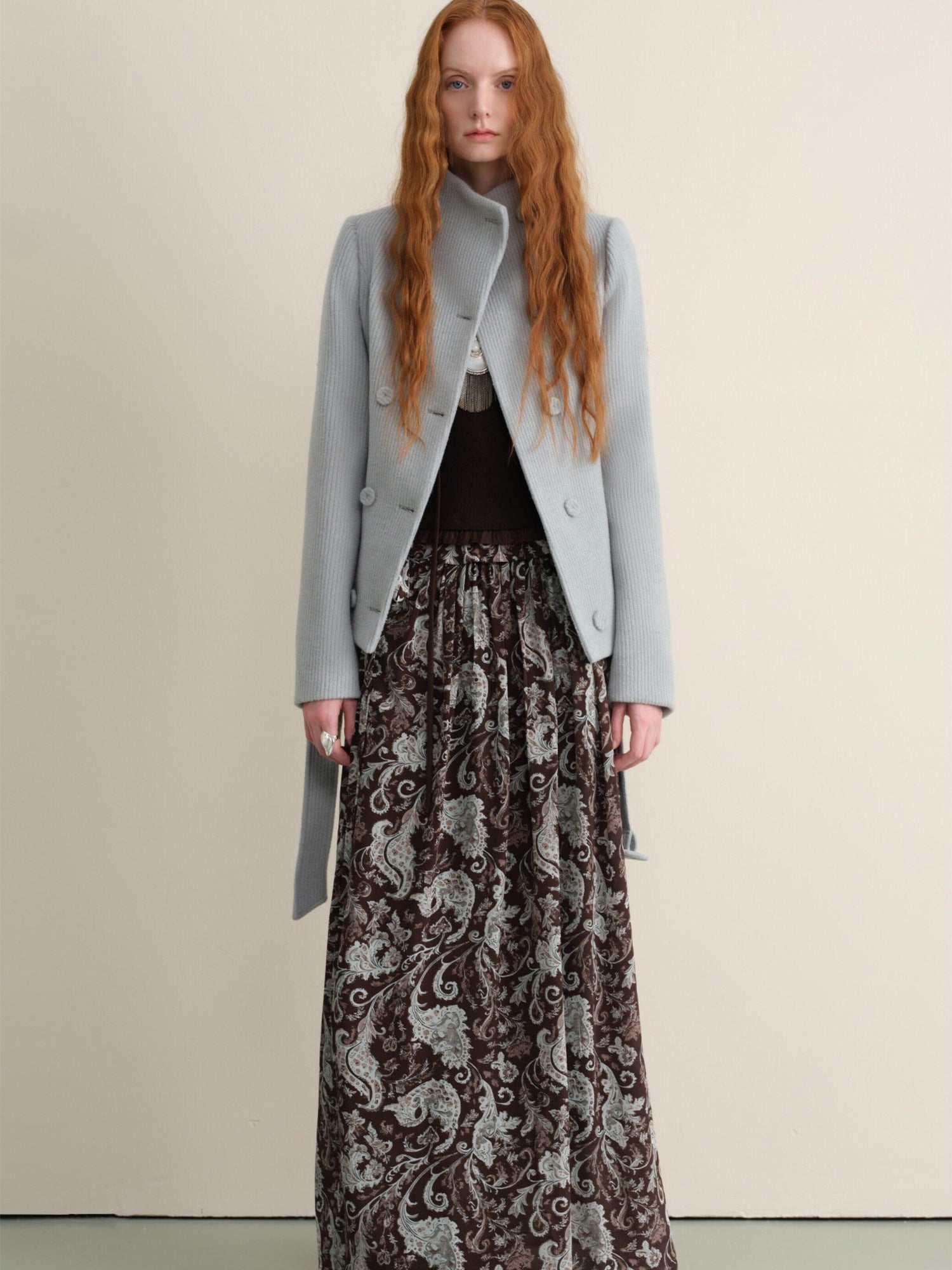 someonesometimes Wool Blend Vintage Slim Fit Double Breasted Sky Blue Wool Coats