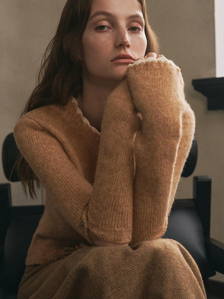 someonesometimes Wool Cotton Blend Office Straight Fit Crewneck Women Long Sleeve Knit Sweaters