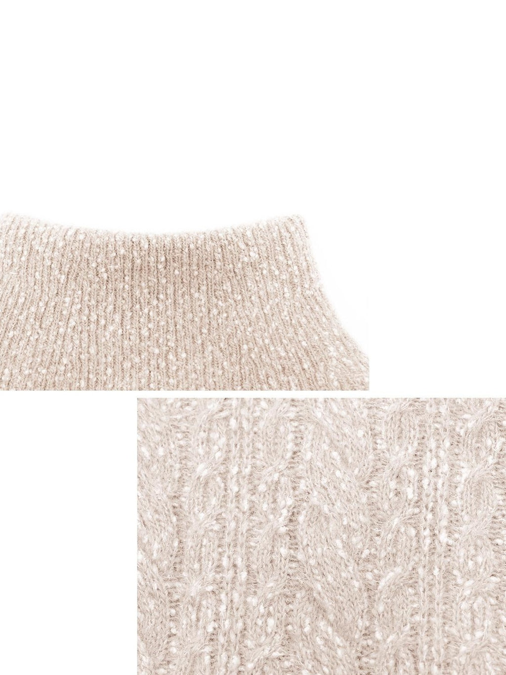 someonesometimes Wool Mohair Blend Casual Loose One Shoulder Cowl Neck Oatmeal Sweaters