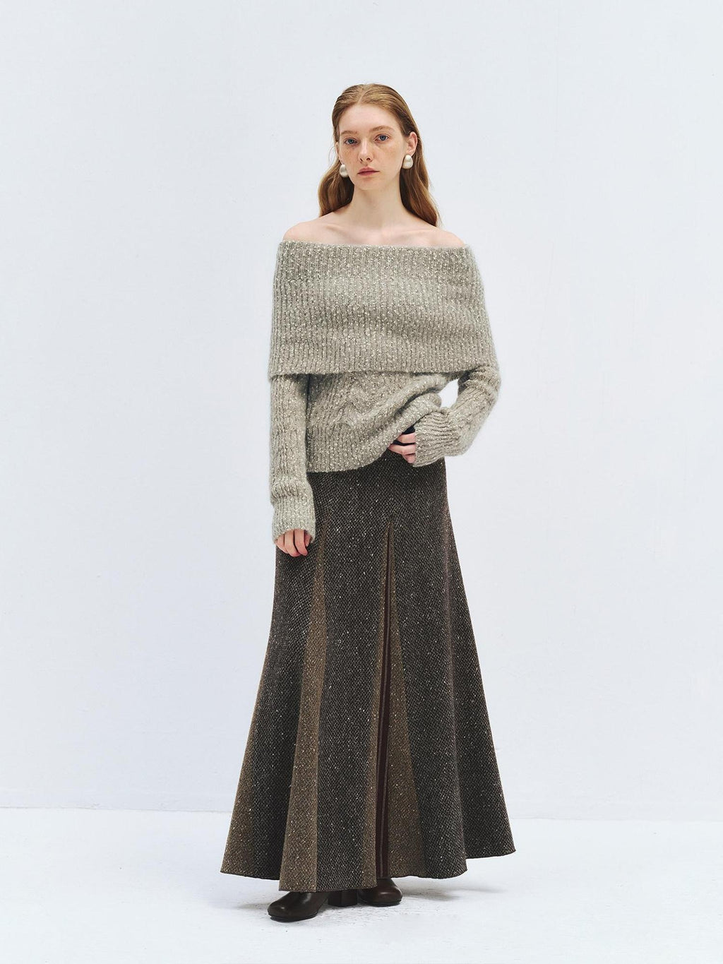 someonesometimes Wool Mohair Blend Oversized Casual Knit Pullover Women Dark Mist Green Sweaters