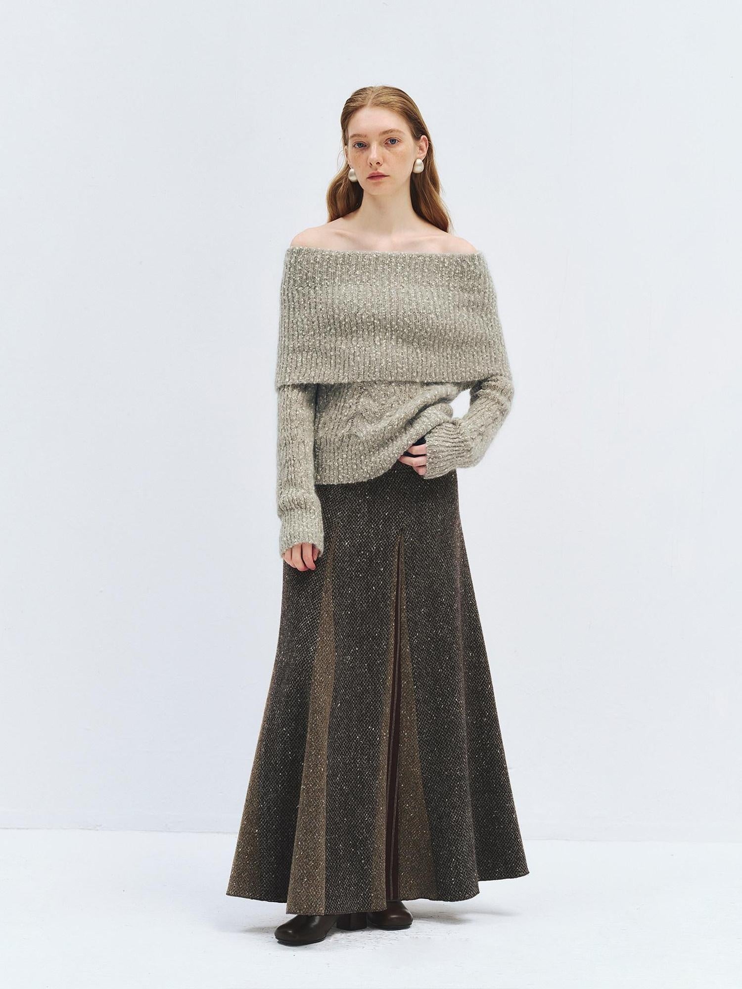 someonesometimes Wool Mohair Blend Oversized Casual Knit Pullover Women Dark Mist Green Sweaters