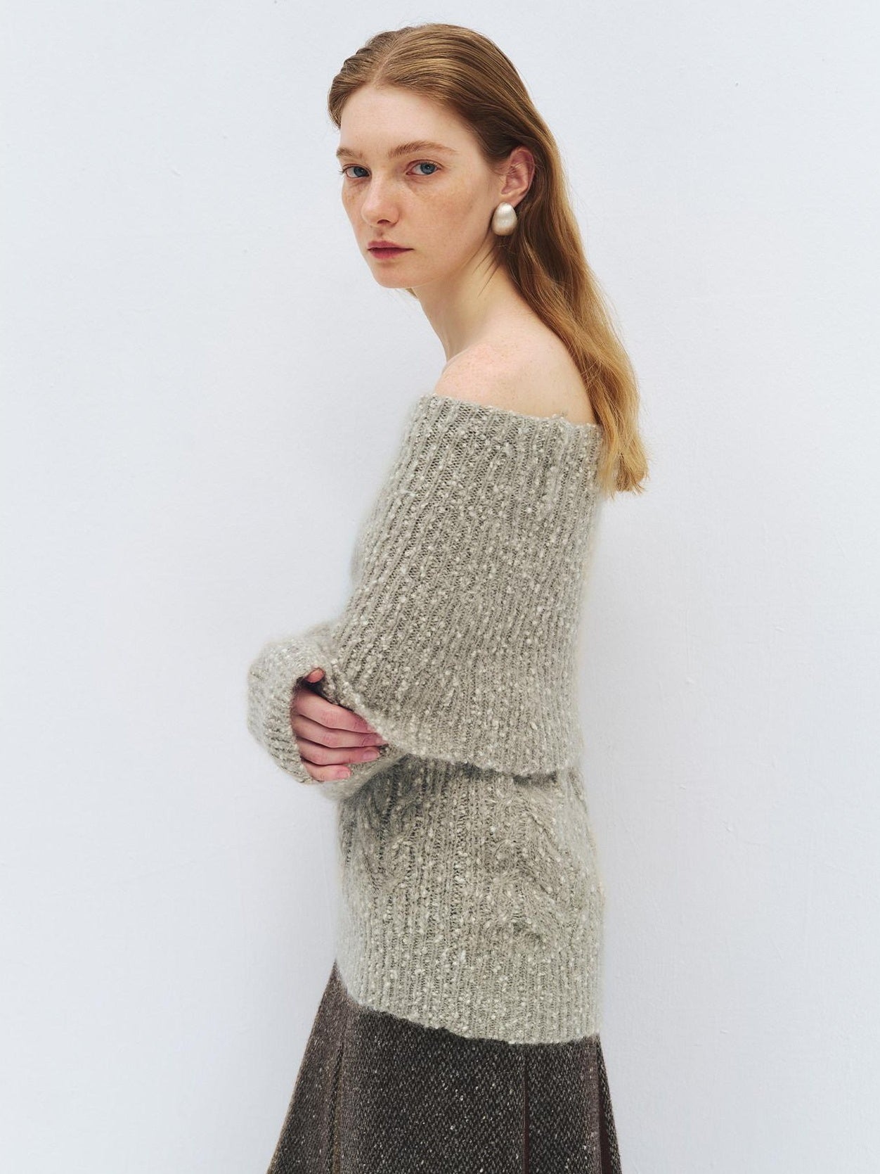 someonesometimes Wool Mohair Blend Oversized Casual Knit Pullover Women Dark Mist Green Sweaters