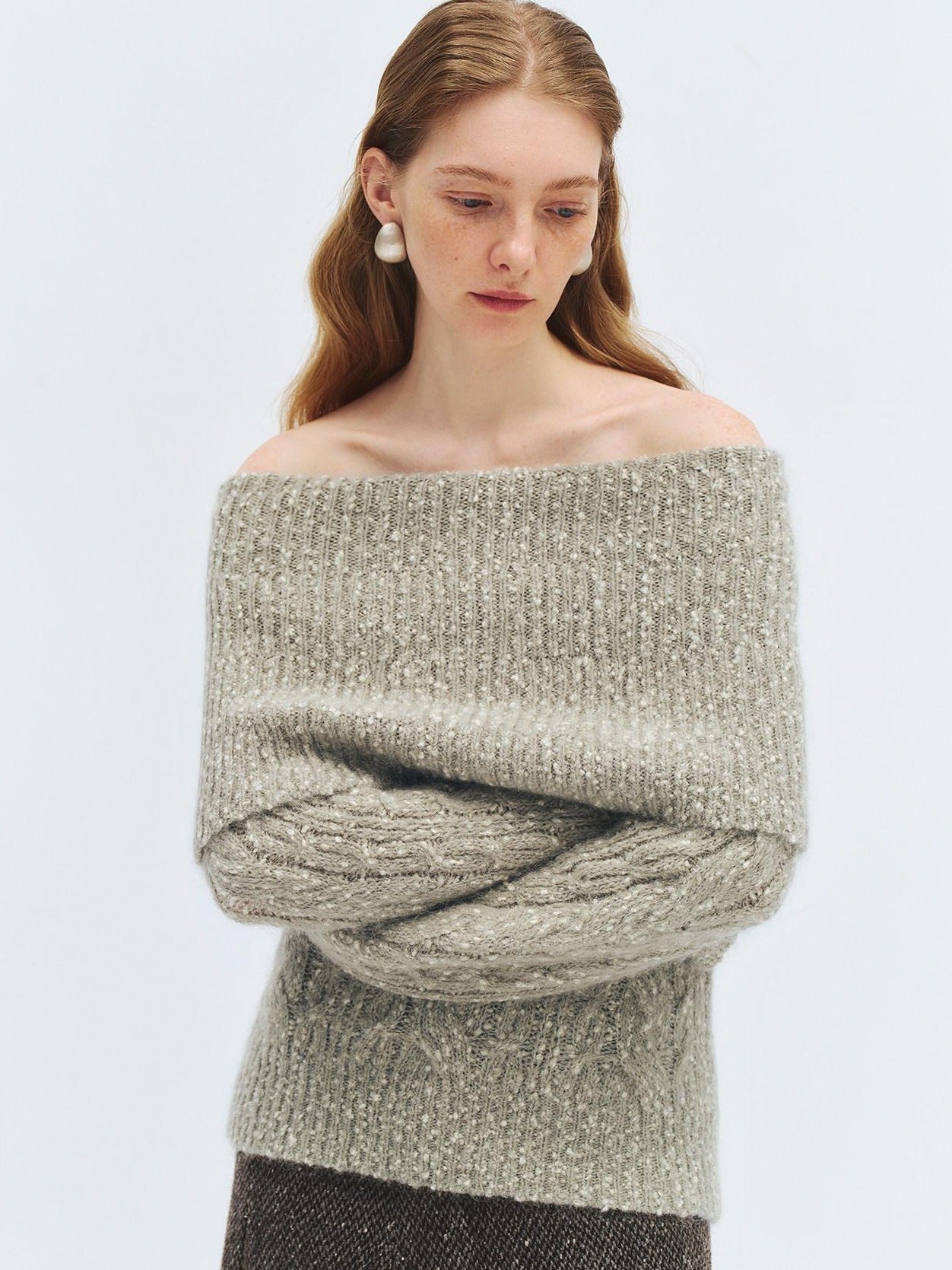 someonesometimes Wool Mohair Blend Oversized Casual Knit Pullover Women Dark Mist Green Sweaters