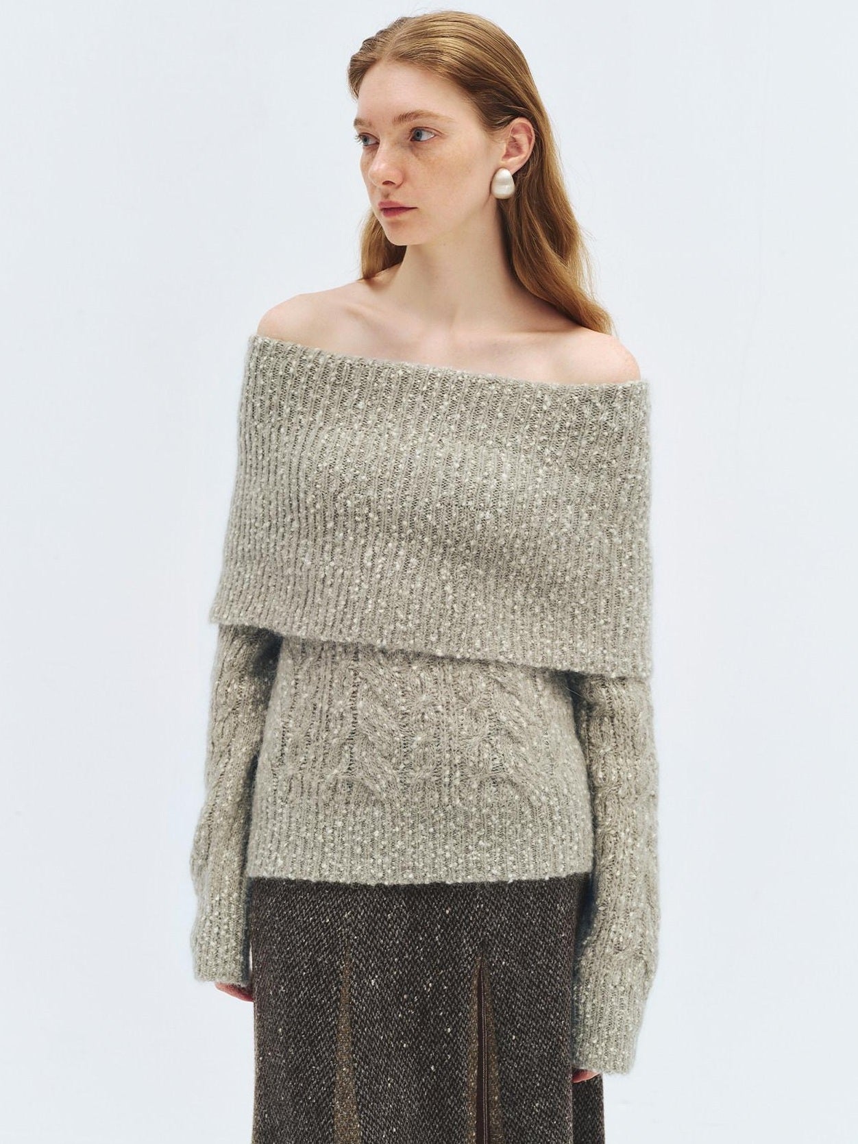 someonesometimes Wool Mohair Blend Oversized Casual Knit Pullover Women Dark Mist Green Sweaters