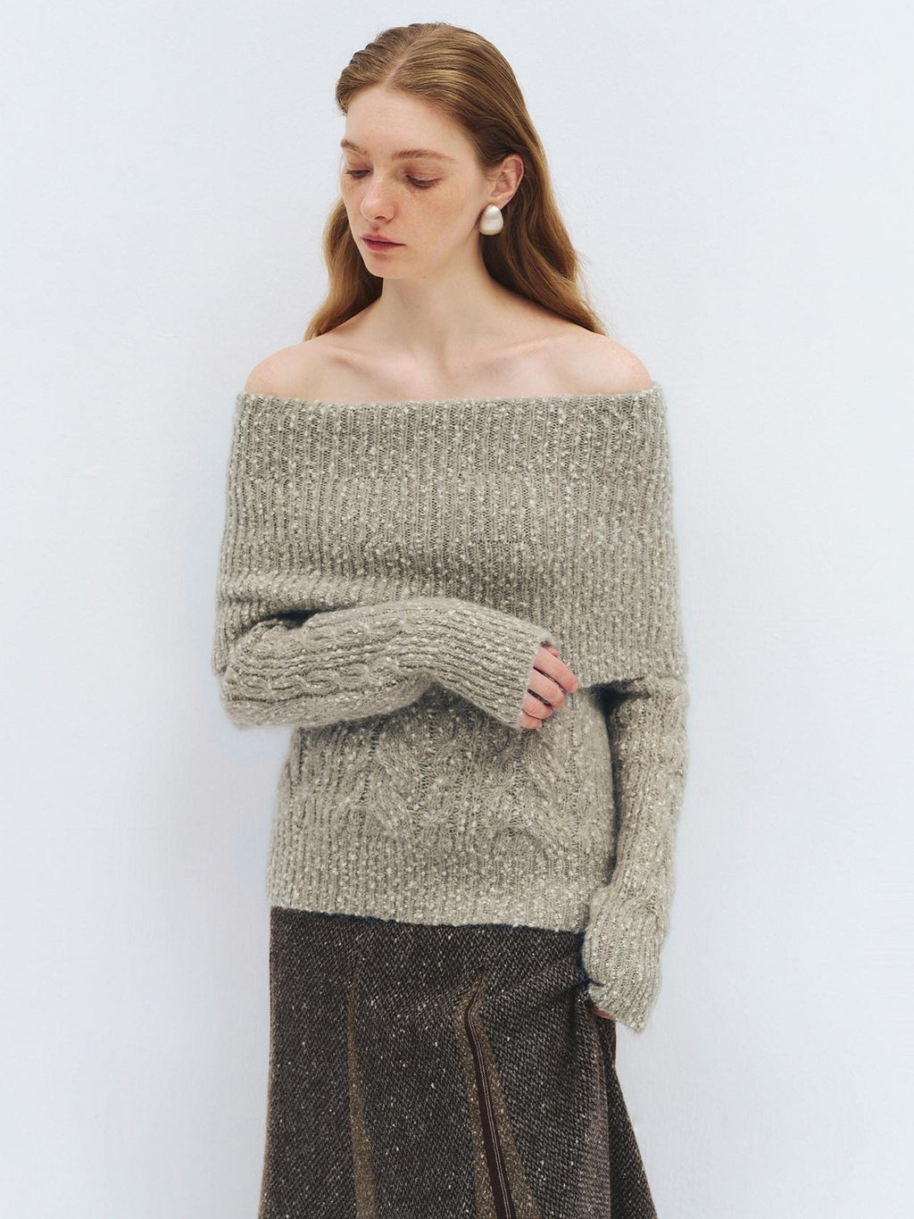 someonesometimes Wool Mohair Blend Oversized Casual Knit Pullover Women Dark Mist Green Sweaters