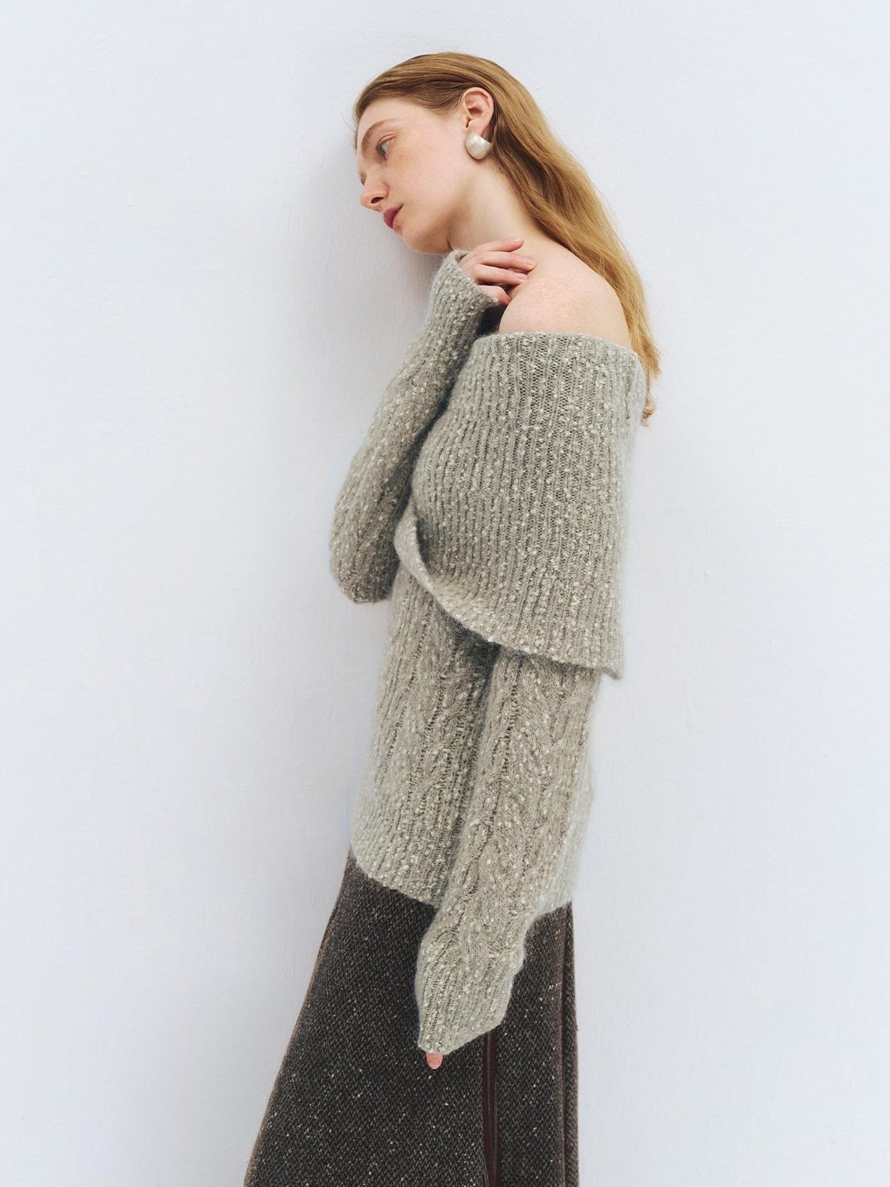 someonesometimes Wool Mohair Blend Oversized Casual Knit Pullover Women Dark Mist Green Sweaters