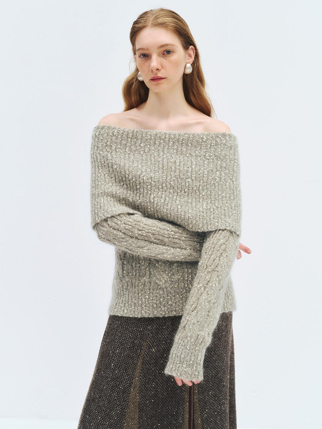 someonesometimes Wool Mohair Blend Oversized Casual Knit Pullover Women Dark Mist Green Sweaters
