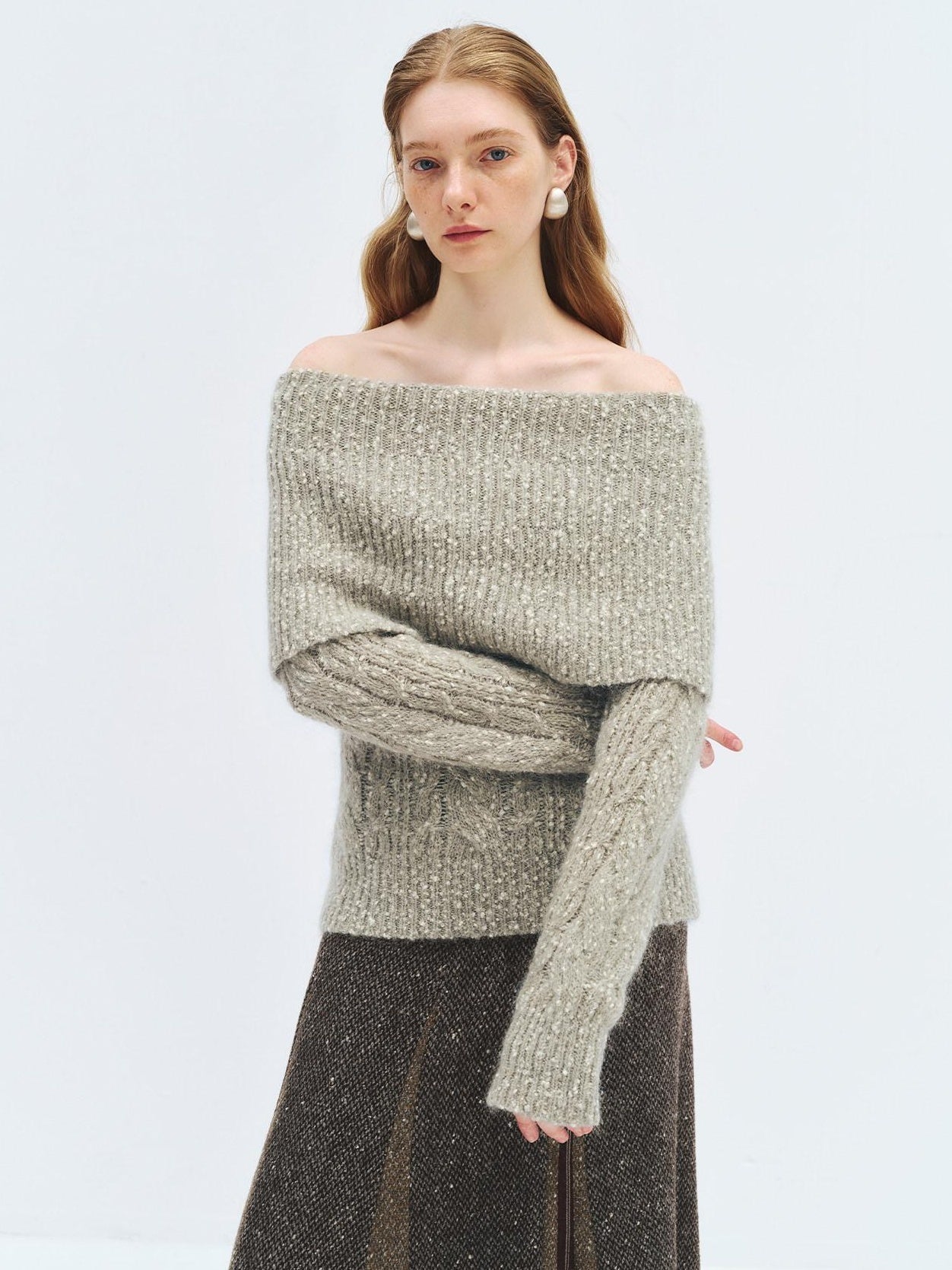 someonesometimes Wool Mohair Blend Oversized Casual Knit Pullover Women Dark Mist Green Sweaters