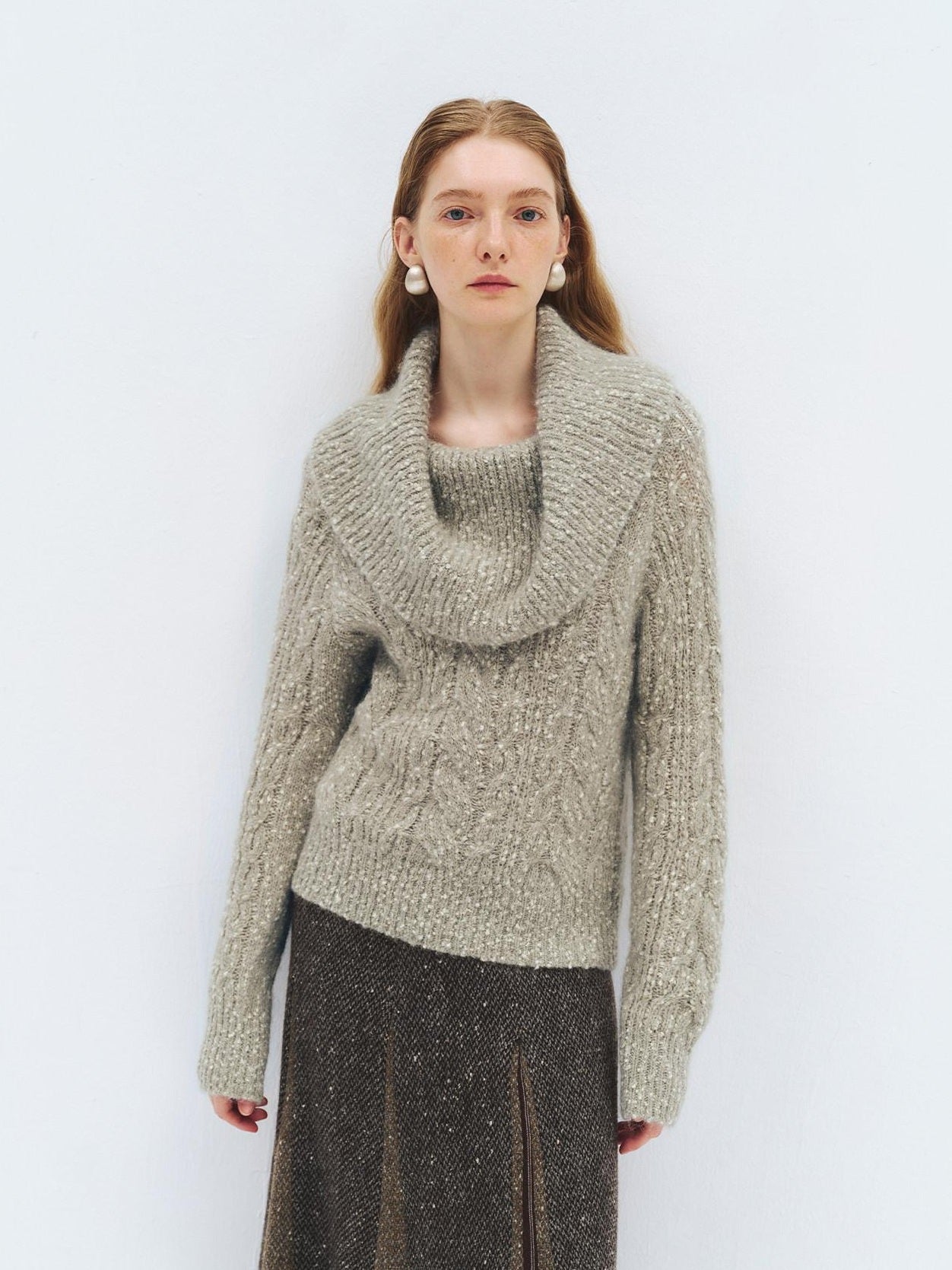 someonesometimes Wool Mohair Blend Oversized Casual Knit Pullover Women Dark Mist Green Sweaters
