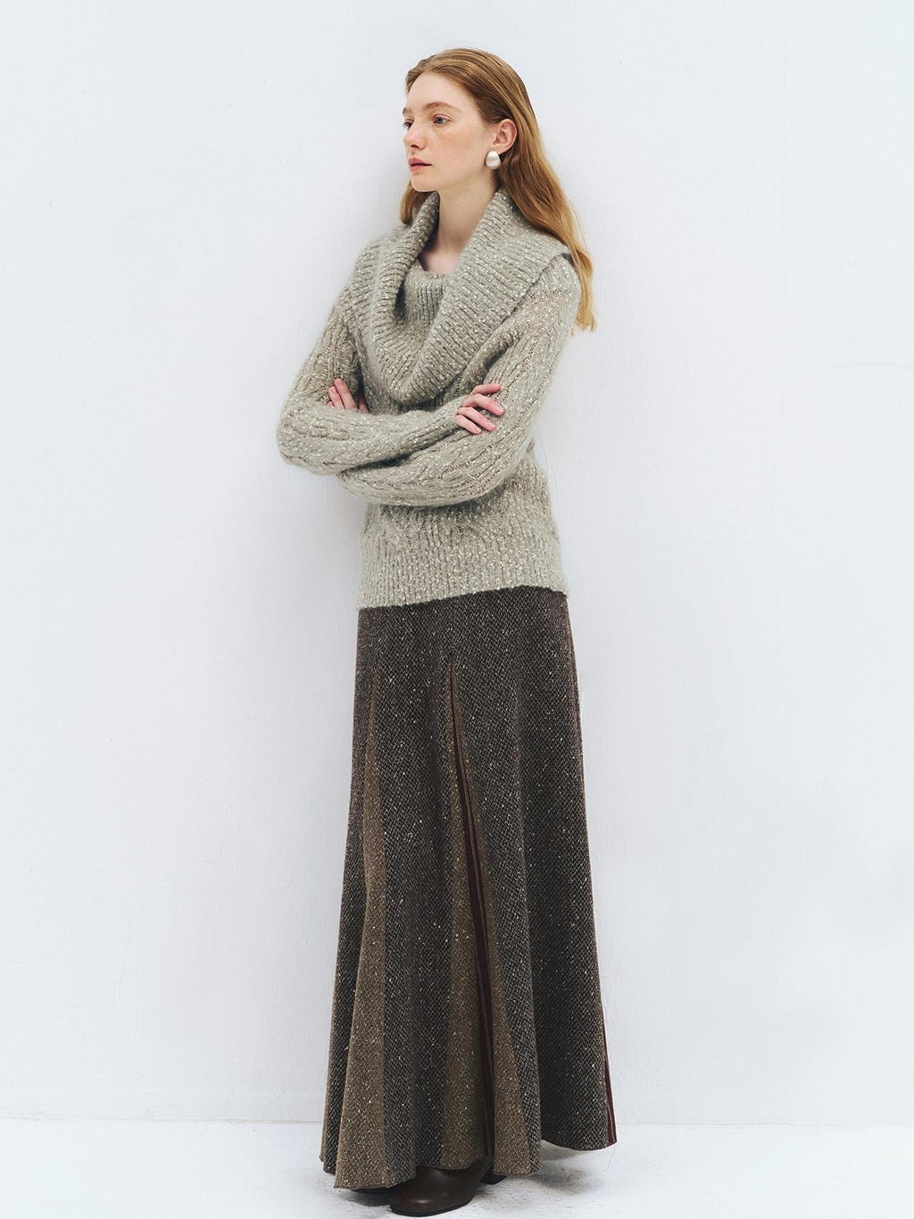 someonesometimes Wool Mohair Blend Oversized Casual Knit Pullover Women Dark Mist Green Sweaters