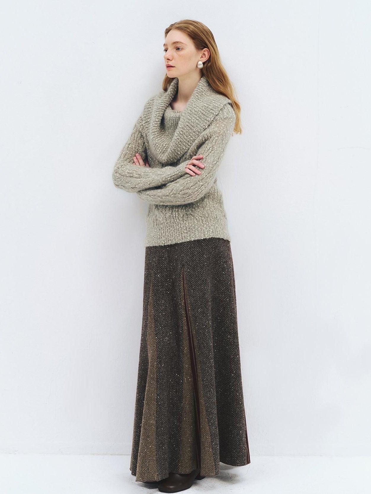 someonesometimes Wool Mohair Blend Oversized Casual Knit Pullover Women Dark Mist Green Sweaters