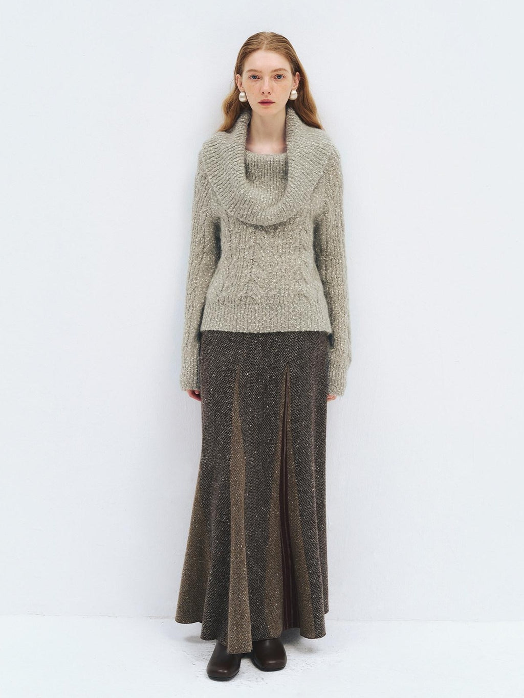 someonesometimes Wool Mohair Blend Oversized Casual Knit Pullover Women Dark Mist Green Sweaters