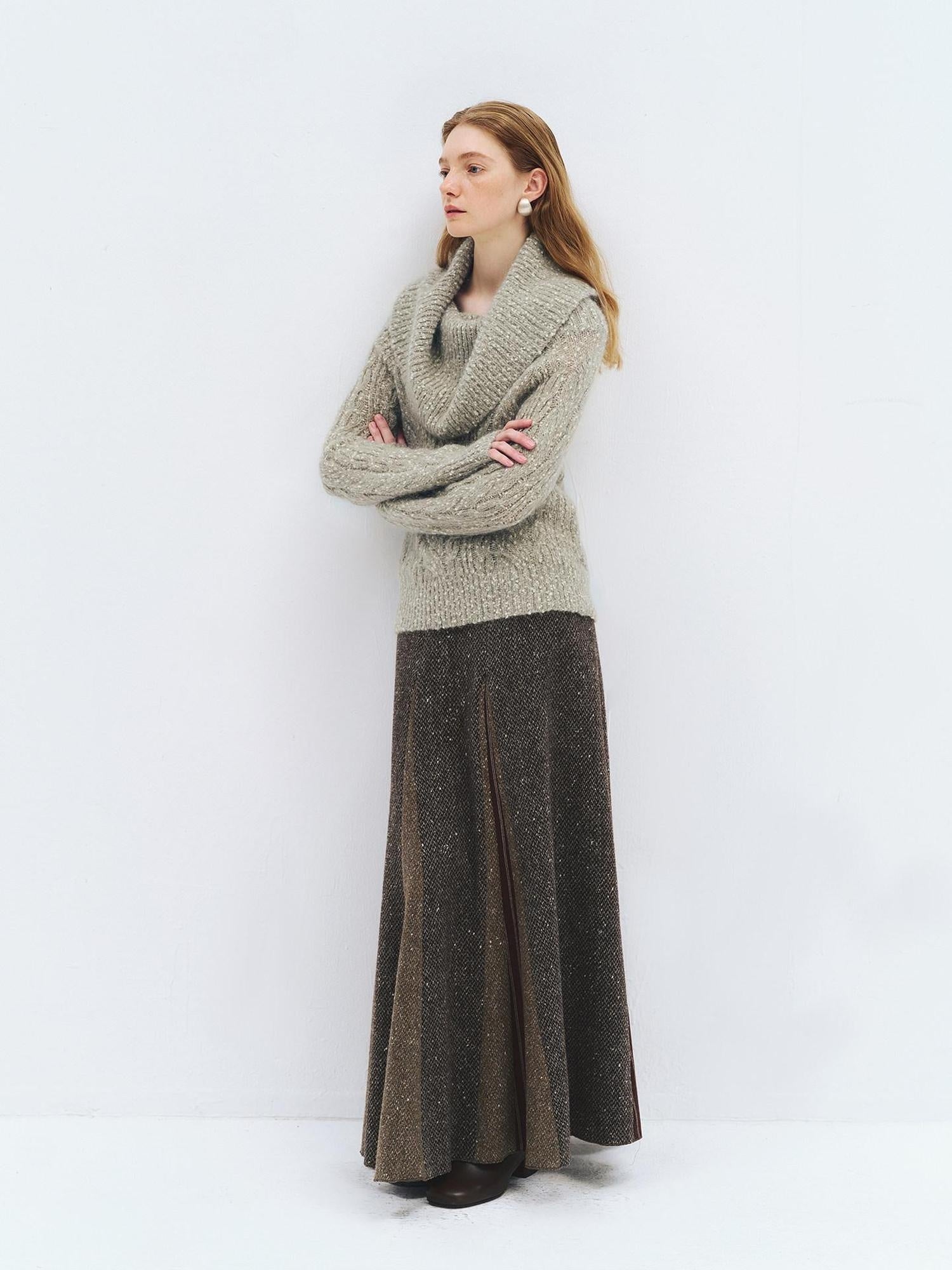 someonesometimes Wool Mohair Blend Oversized Casual Knit Pullover Women Dark Mist Green Sweaters