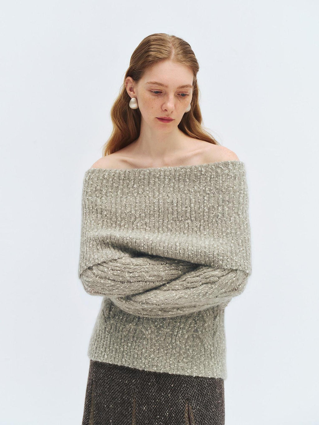 someonesometimes Wool Mohair Blend Oversized Casual Knit Pullover Women Dark Mist Green Sweaters