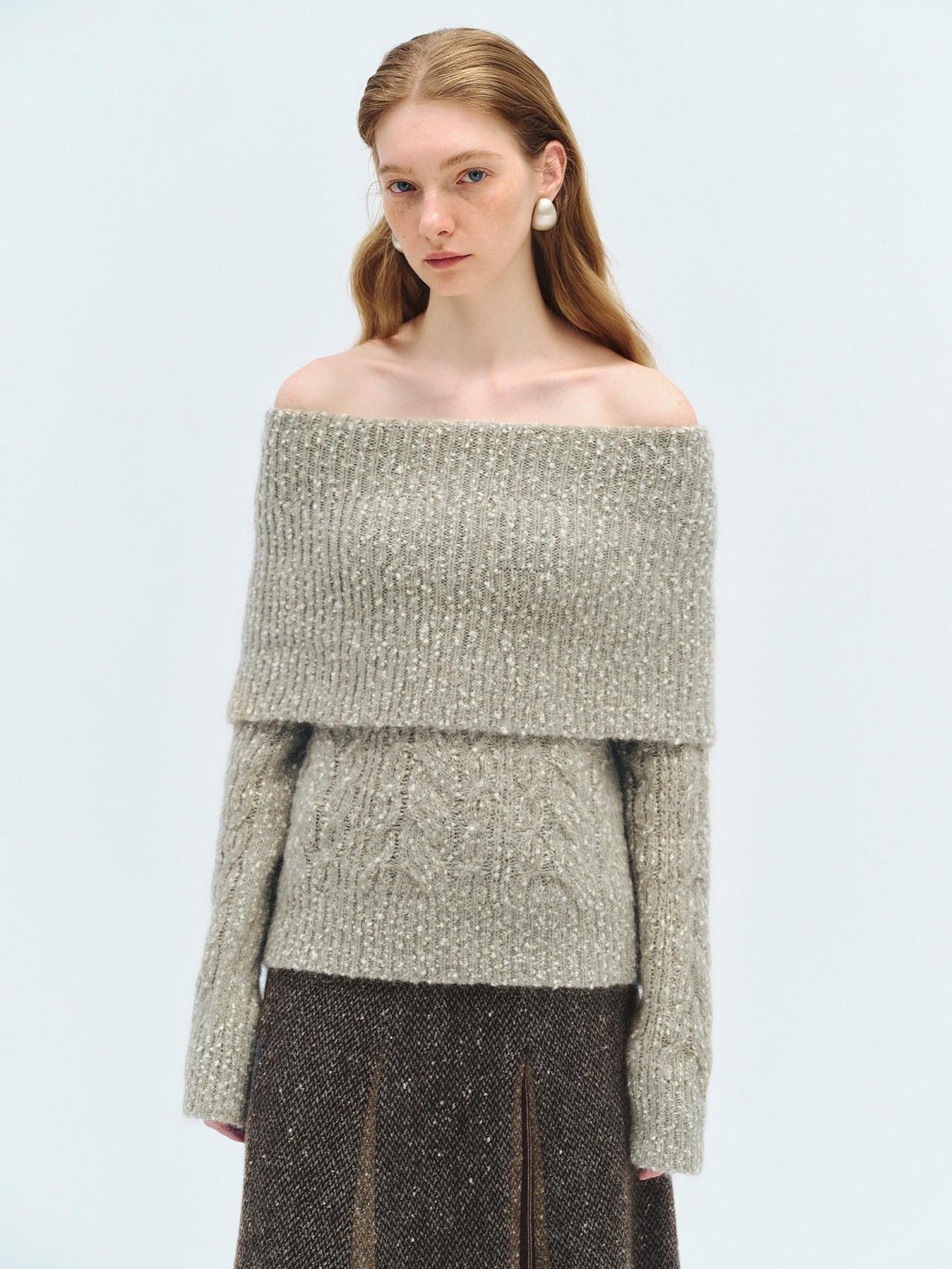 someonesometimes Wool Mohair Blend Oversized Casual Knit Pullover Women Dark Mist Green Sweaters