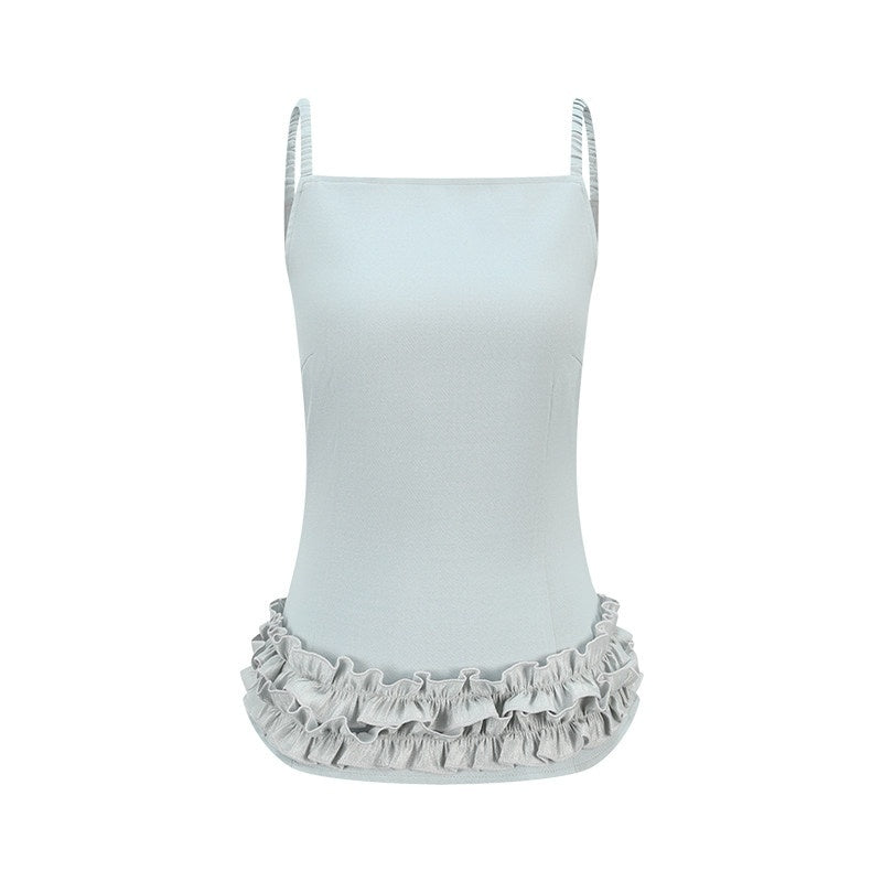 someonesometimes_Zipper_Ruffle_Trim_Slim_Fit_Cropped_Light_Blue_Polyester_Camisoles_MISSTT